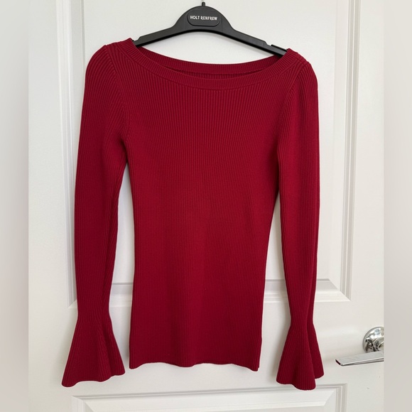 Michael Kors Ribbed Red Sweater with Bell Sleeves – Size S - Picture 2 of 5